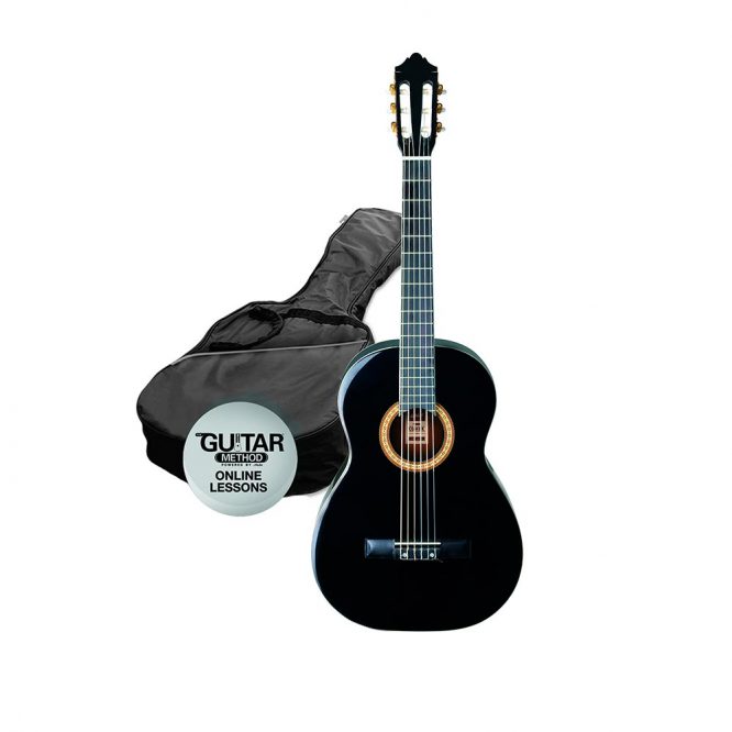 Pack Guitarra Clásica 4/4 Negra Ashton