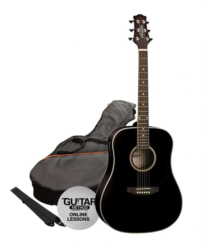 SPD25BK - Pack Guitarra Acustica Dreadnought Negra  - Ashton