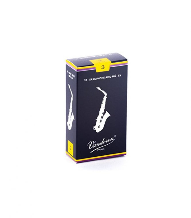 Caja 10 Cañas Saxo Alto Vandoren Tradicional 3 caja azul