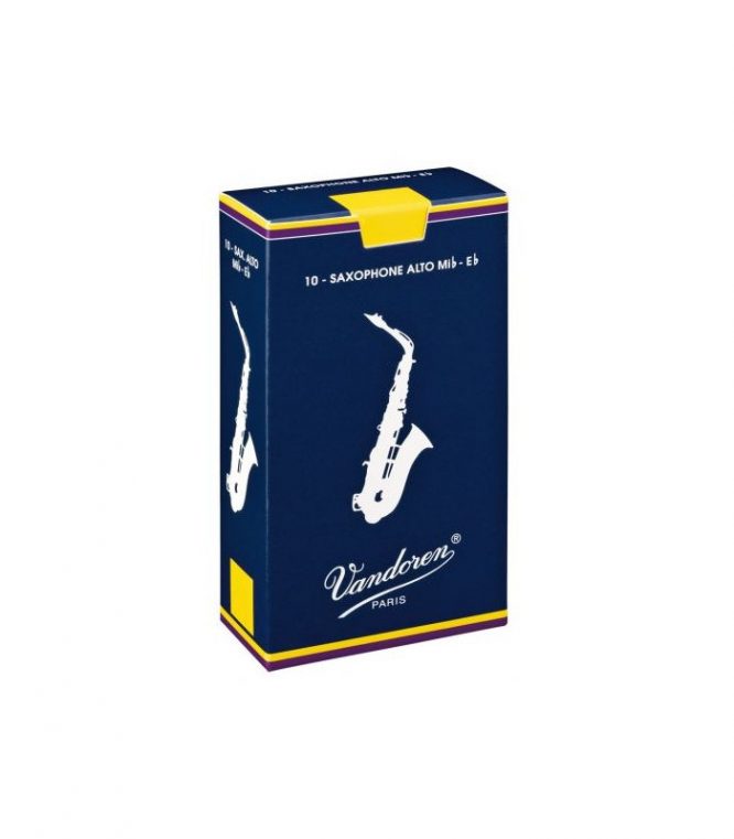 Caja 10 Cañas Saxo Alto Vandoren Tradicional 4 caja azul