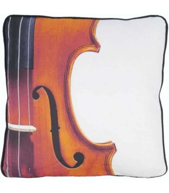 Cojín blanco dibujo violín 40x40cm A-Gift-Republic P-2004