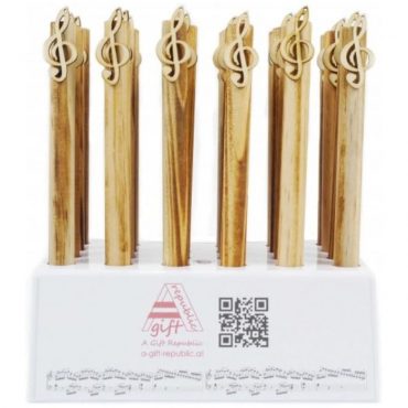 Pack 24 bolígrafos madera clave de sol A-Gift-Republic B-1078