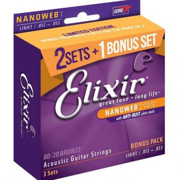 Pack Elixir 2+1 Juegos Cuerdas Acústica 16539 Bronze 012/053