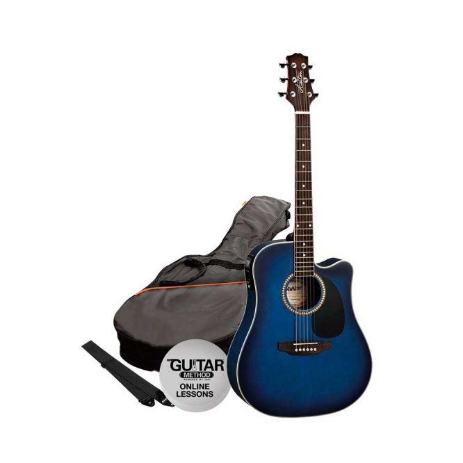 Pack Guitarra Electroacústica Dreadnought Azul - Ashton SPD25CEQTBB