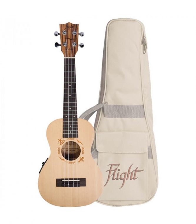 Ukelele Concert Flight DUC-525EQ Designer Electroacustico Abeto/Zebrano