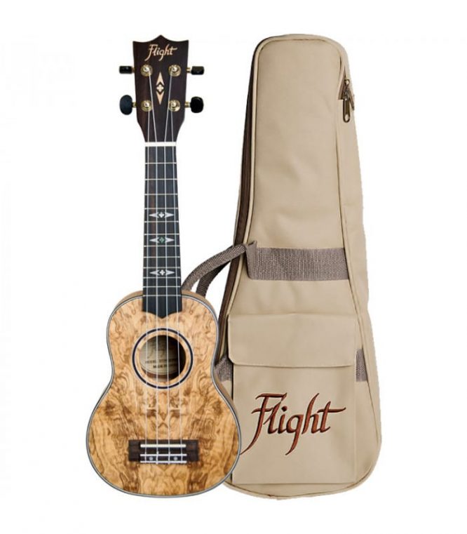 Ukelele Soprano Flight DUS-410QA Supernatural Quilted Ash