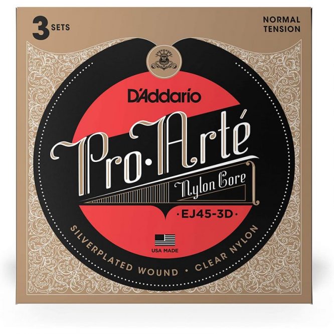 PACK DE 3 JUEGOS DE CUERDAS PARA GUITARRA CLÁSICA D´ADDARIO EJ45 TENSIÓN MEDIA