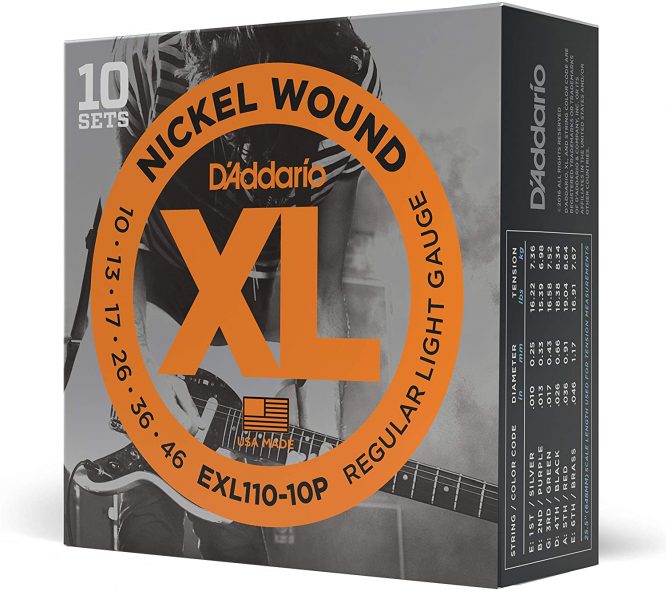 PACK DE 10 JUEGOS DE CUERDAS PARA GUITARRA ELÉCTRICA D´ADDARIO EXL110
