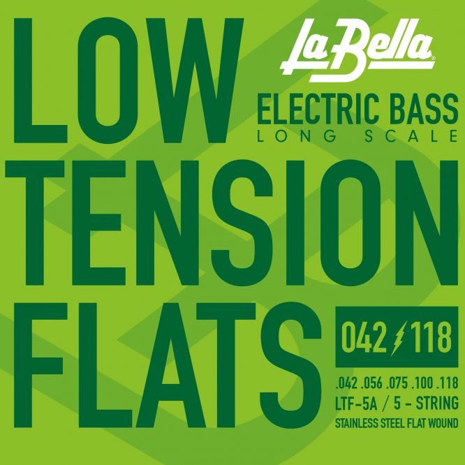 JUEGO DE CUERDAS LA BELLA PARA BAJO LOW TENSION FLATS 5 CUERDAS 42-118