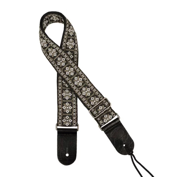 CORREA GAUCHO SERIE TRADICIONAL PARA GUITARRA 50mm CUERO BLANCO Y GRIS