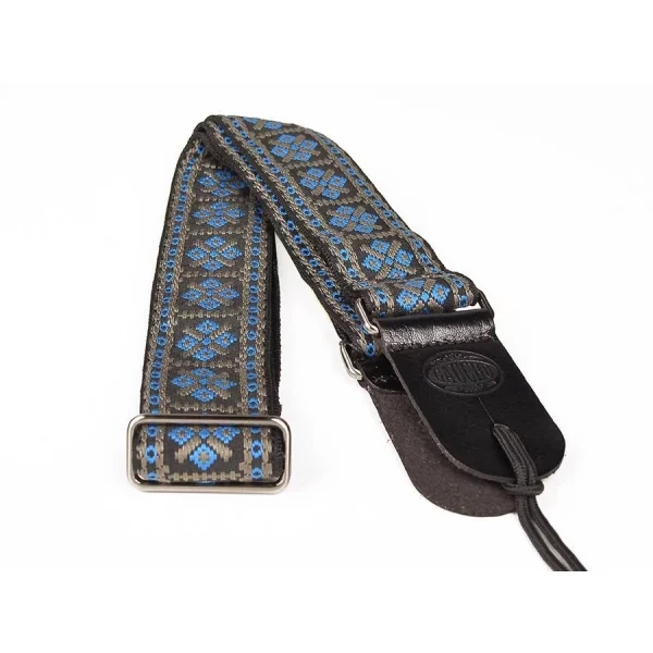 CORREA GAUCHO SERIE TRADICIONAL PARA GUITARRA 50mm CUERO AZUL Y GRIS - Imagen 2