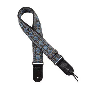 CORREA GAUCHO SERIE TRADICIONAL PARA GUITARRA 50mm CUERO AZUL Y GRIS