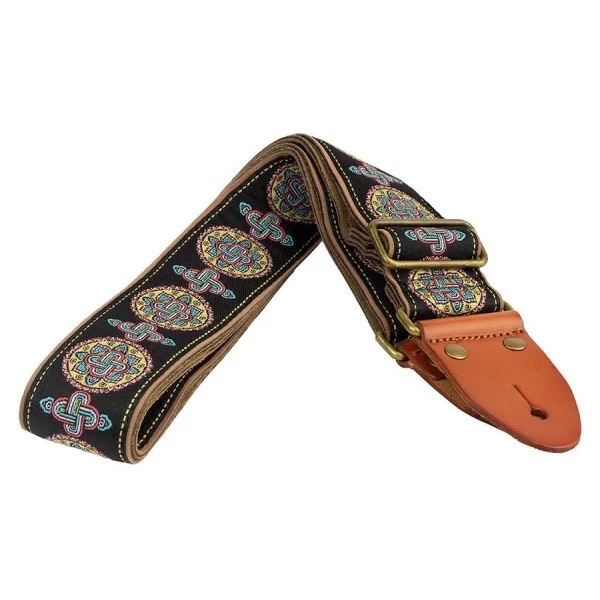 CORREA GAUCHO AUTÉNTICO DELUXE TRADICIONAL PARA GUITARRA 50mm HEBILLA LATÓN BK/BU/RD - Imagen 2