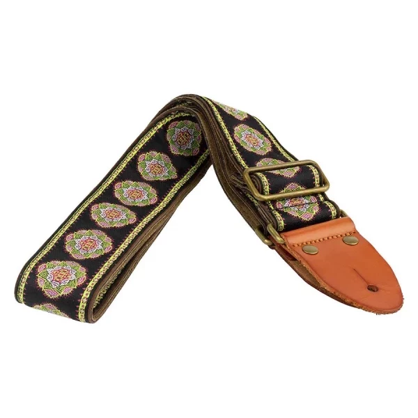 CORREA GAUCHO AUTÉNTICO DELUXE TRADICIONAL PARA GUITARRA 50mm HEBILLA LATÓN BK/GN - Imagen 2