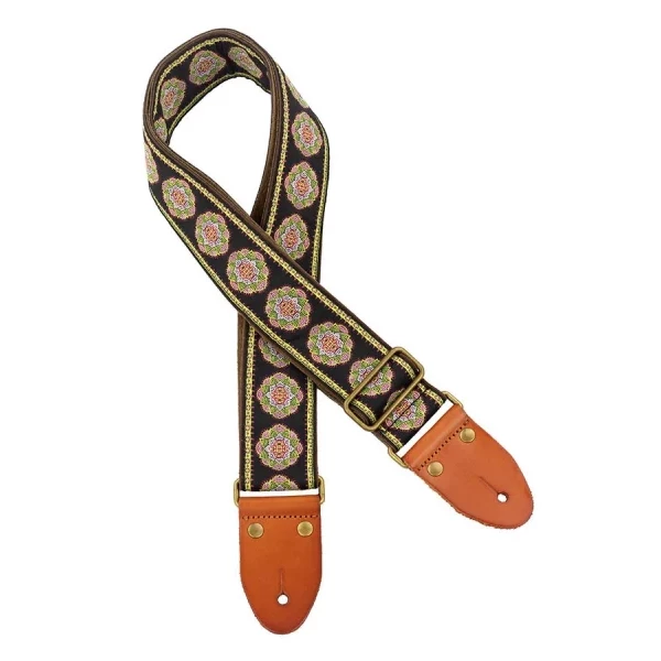 CORREA GAUCHO AUTÉNTICO DELUXE TRADICIONAL PARA GUITARRA 50mm HEBILLA LATÓN BK/GN