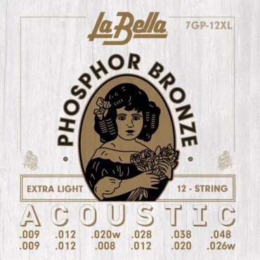 JUEGO DE CUERDAS PARA GUITARRA ACÚSTICA LA BELLA PHOSPHOR 12 CUERDAS EXTRA LIGHT 09-48