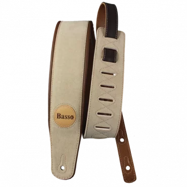 CORREA BASSO PARA GUITARRA Y BAJO SERIE ANTE SINTÉTICO BEIGE ACOLCHADA