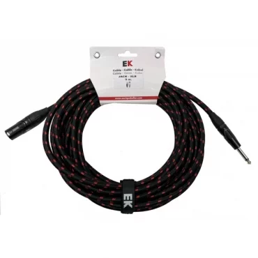 CABLE EK AUDIO TRENZADO DE TELA PARA MICRÓFONO JACK-XLR HEMBRA 9 METROS