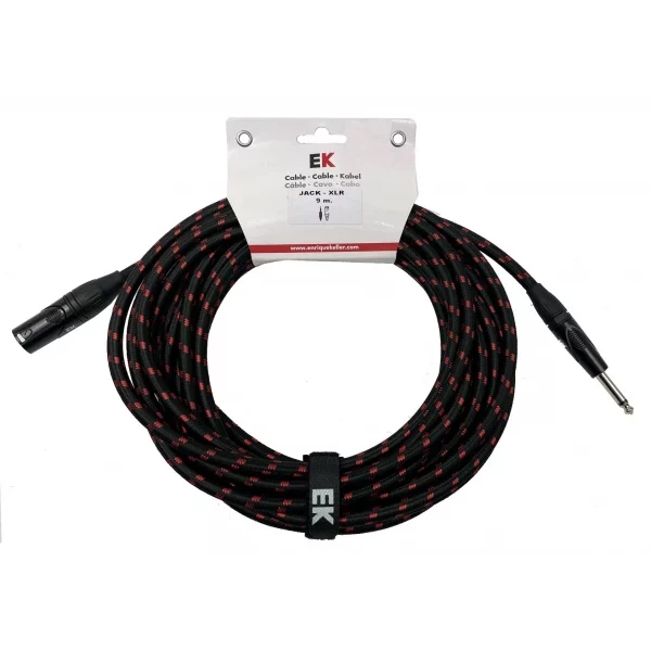 CABLE EK AUDIO TRENZADO DE TELA PARA MICRÓFONO JACK-XLR HEMBRA 9 METROS