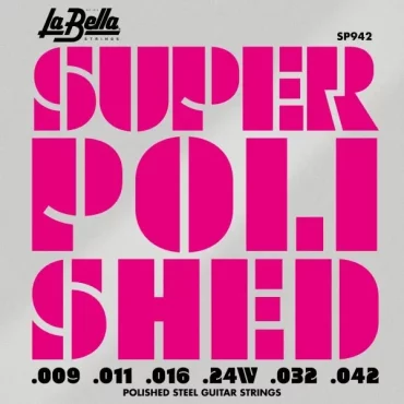 JUEGO DE CUERDAS PARA GUITARRA ELÉCTRICA LA BELLA SUPER POLISHED XL 9-42