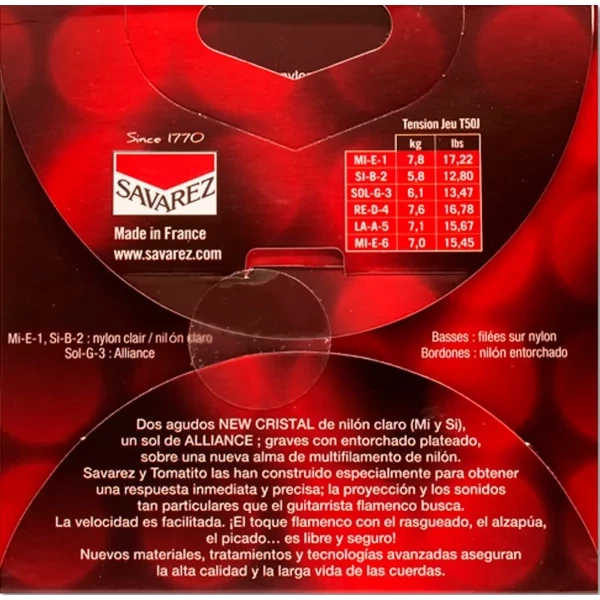 JUEGO DE CUERDAS PARA GUITARRA FLAMENCO SAVAREZ TOMATITO T50R - Imagen 2