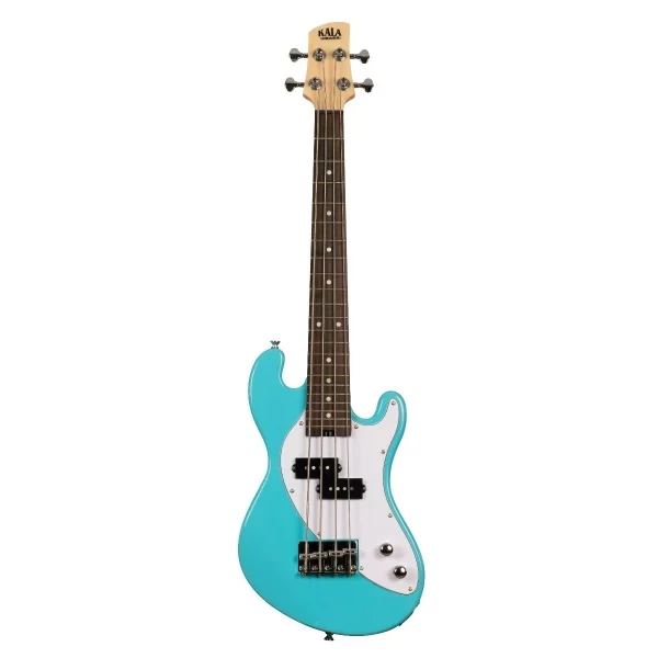 UKELELE KALA U-BASS DE CUERPO MACIZO AZUL DE 4 CUERDAS