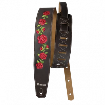 CORREA BASSO PARA GUITARRA Y BAJO SERIE VINTAGE MARRÓN FLORES