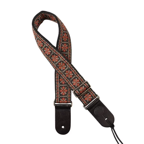 CORREA GAUCHO SERIE TRADICIONAL PARA GUITARRA 50mm CUERO ROJO Y GRIS