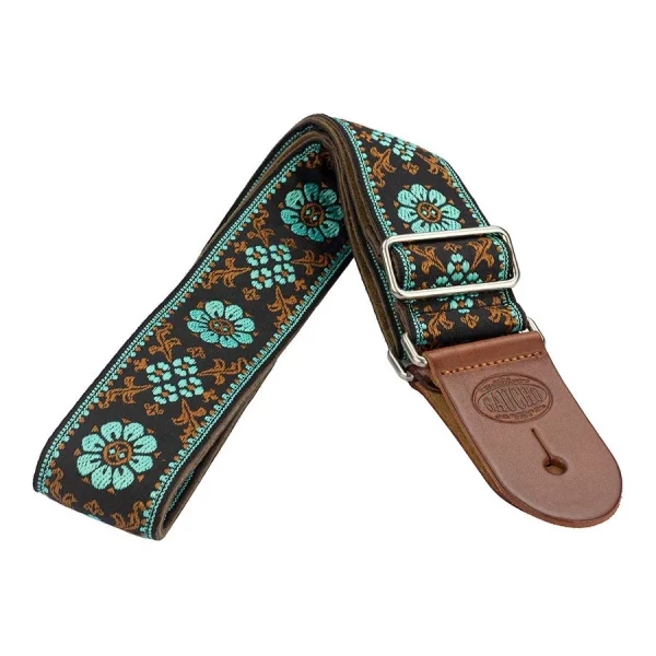 CORREA GAUCHO SERIE DELUXE TRADICIONAL PARA GUITARRA 50mm MARRÓN/AZUL - Imagen 2