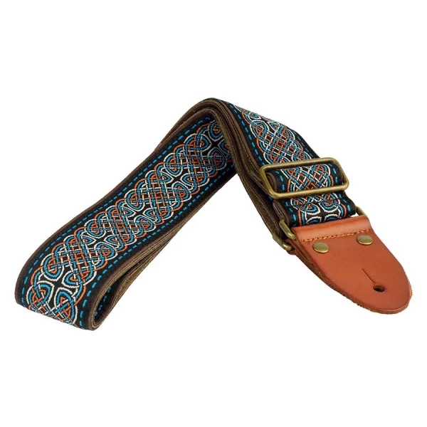 CORREA GAUCHO AUTÉNTICO DELUXE TRADICIONAL PARA GUITARRA 50mm HEBILLA LATÓN BK/BU - Imagen 2