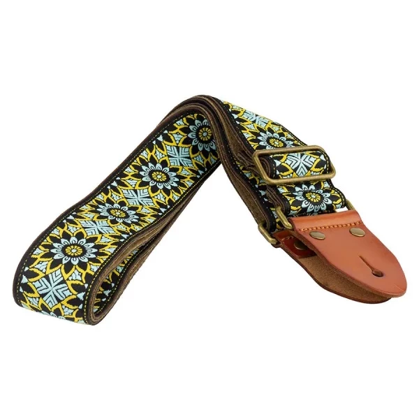 CORREA GAUCHO AUTÉNTICO DELUXE TRADICIONAL PARA GUITARRA 50mm HEBILLA LATÓN BK/BU/GN - Imagen 2