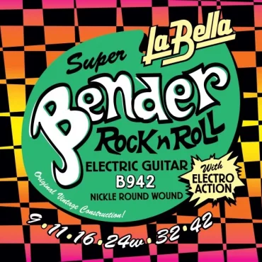 JUEGO DE CUERDAS PARA GUITARRA ELÉCTRICA LA BELLA SUPER BENDER SUPER LIGHT 09-42
