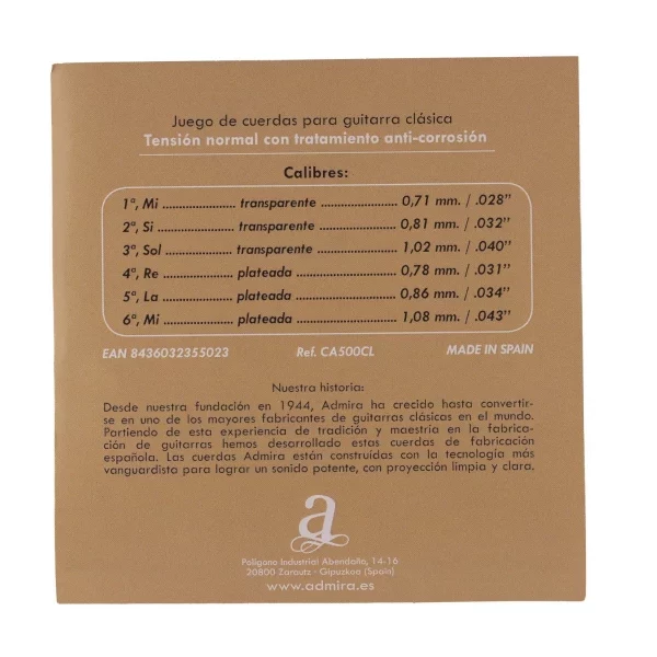 JUEGO DE CUERDAS ADMIRA PARA GUITARRA CLÁSICA - Imagen 2
