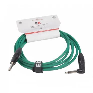 CABLE EK AUDIO PARA GUITARRA JACK RECTO-ACODADO 3M VERDE
