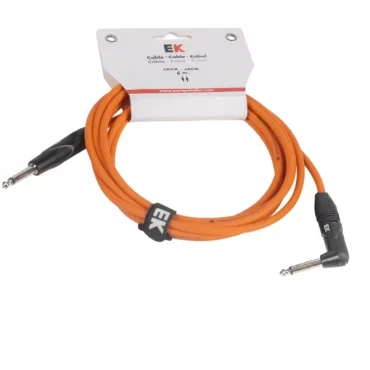 CABLE EK AUDIO PARA GUITARRA JACK RECTO-ACODADO 6M NARANJA