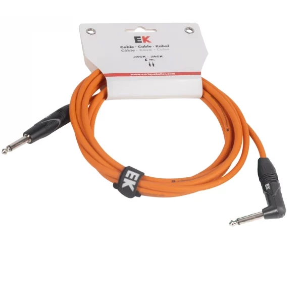 CABLE EK AUDIO PARA GUITARRA JACK RECTO-ACODADO 6M NARANJA