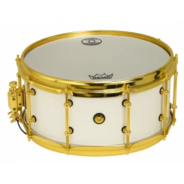 CAJA JINBAO 14" x 6" POP MADERA BLANCO LACADO/DORADO