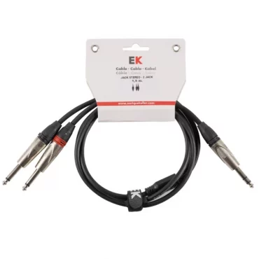 CABLE EK AUDIO JACK STEREO - JACK MONO X 2 METÁLICO 1,5 M
