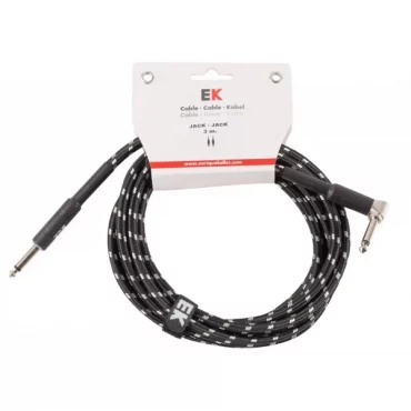 CABLE EK AUDIO PARA GUITARRA JACK - JACK RECTO- ACODADO TELA TRENZADA DE 6 M