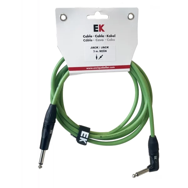 CABLE EK AUDIO JACK-JACK ACODADO NEÓN VERDE FLUORESCENTE 3M