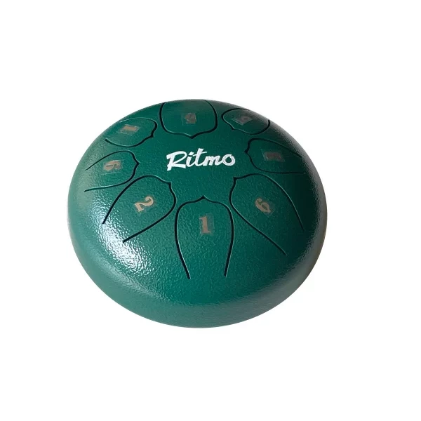 MINI TONGUE DRUM DE 6” LOTUS DISPLAY 8 NOTAS VERDE - Imagen 5