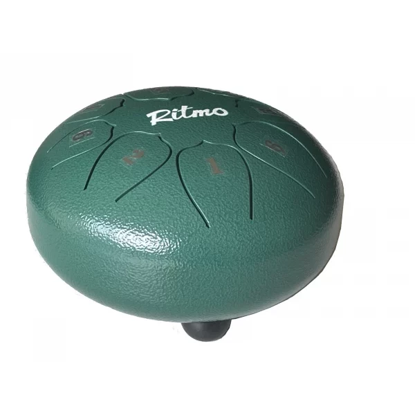 MINI TONGUE DRUM DE 6” LOTUS DISPLAY 8 NOTAS VERDE - Imagen 3