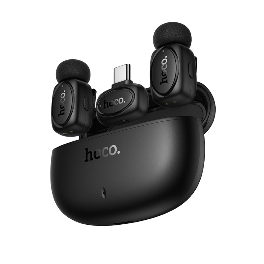 Micrófono Lavalier Hoco L19 inalámbrico con DSP, USB-C/Lightning y estuche de carga - Imagen 5