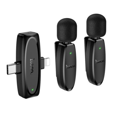 Micrófono Lavalier dual Hoco L15 inalámbrico con DSP y USB-C/Lightning