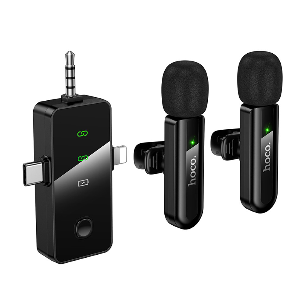 Micrófono Lavalier dual Hoco L20C inalámbrico con DSP y USB-C/Lightning/Jack 3,5