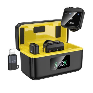 Micrófono Lavalier dual Hoco L17 inalámbrico magnético con ENC y USB-C/Lightning y estuche de 600mAh