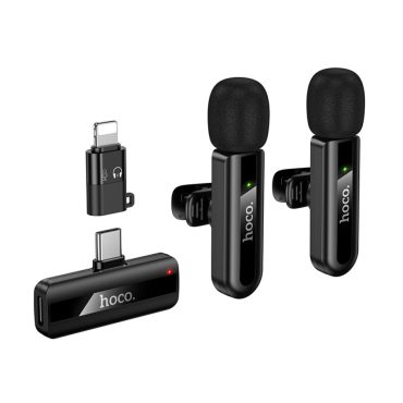 Micrófono Lavalier dual Hoco L20A inalámbrico con DSP y USB-C/Lightning