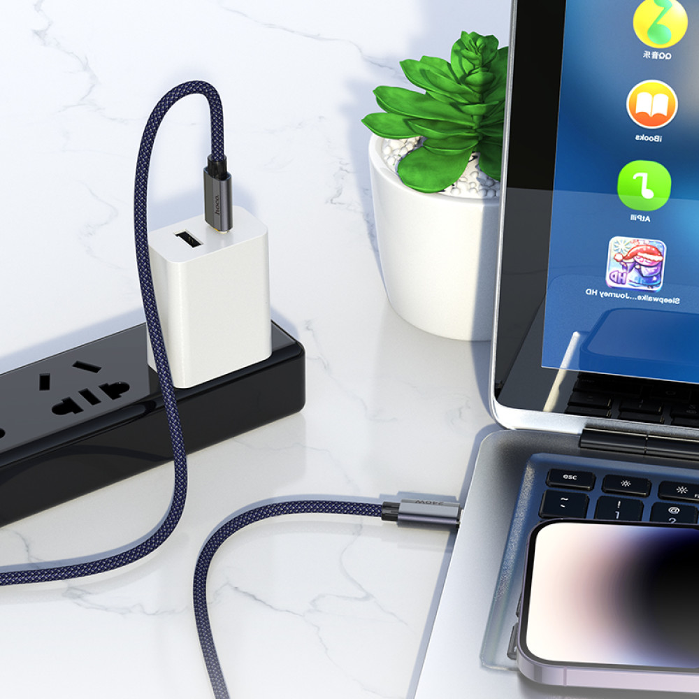 Cable Hoco U134 USB-C - USB-C PD 240W 1,8m en Azul - Imagen 3